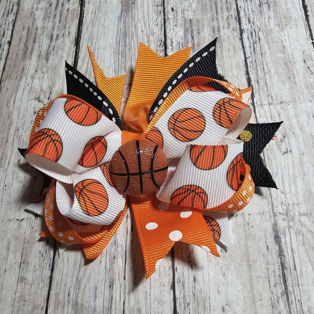 🎀🏀  Basketball Hair Bow Barrette Clip 🏀🎀